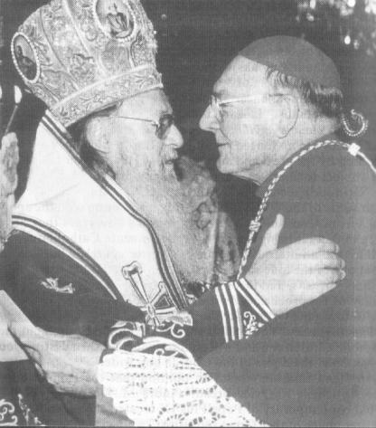 Patriarch Bartholomeos Arhondonis and Cardinal Cassidy: brotherly communion with Roman Catholics -- the kiss of Judas